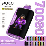 POCO Sweet 70000 disposable vape featuring a purple theme, a gorilla character graphic, and 70,000 puff capacity.