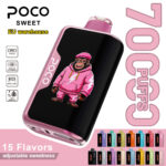 POCO Sweet 70000 disposable vape collection in various colors and 15 different flavors.